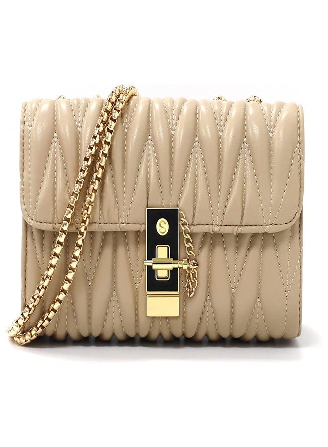 LIKE STYLE PU Women's Sling Bag With Quilted Detail (BEIGE) - Image 1